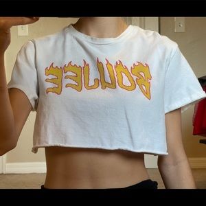 White “BOUJEE” Cropped T-Shirt